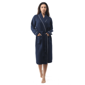 Peignoir Femme OYA HOME en Nid d'Abeille Blue Marine
