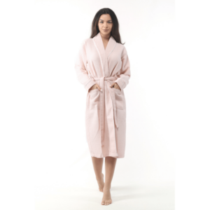 Peignoir Femme OYA HOME en Nid d'Abeille Rose Poudrée