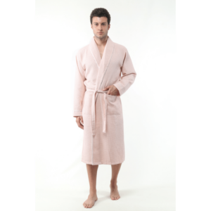 Peignoir Homme OYA HOME en Nid d'Abeille Rose Poudrée