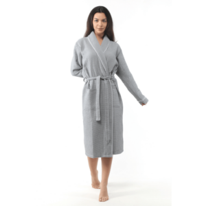 Peignoir Femme OYA HOME en Nid d'Abeille Gris