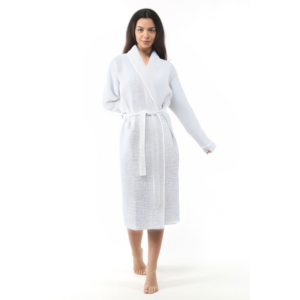 Peignoir Femme OYA HOME en Nid d'Abeille Blanc
